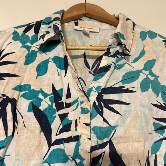 M COLLECTION 100% LINEN FLORAL DESIGN TOP SIZE 14 - Picture 3 of 12